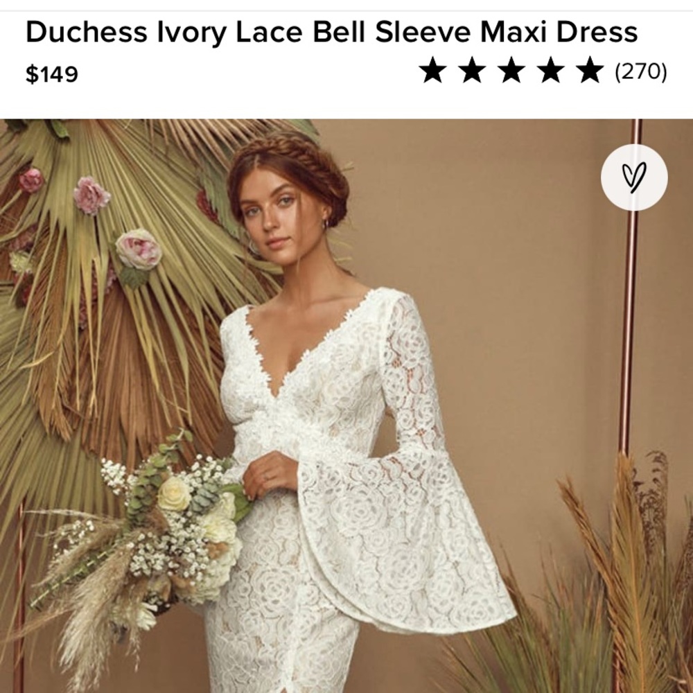Lulus Duchess Ivory Lace Bell Sleeve Maxi Dress